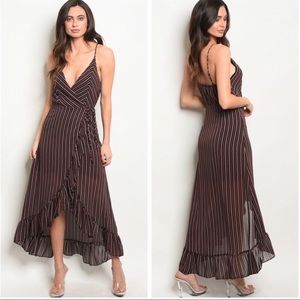 Sale! Ruffled Hem Wrap Pin striped dress